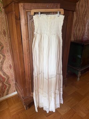 Urban Outfitters Cream Strapless Maxi Dress